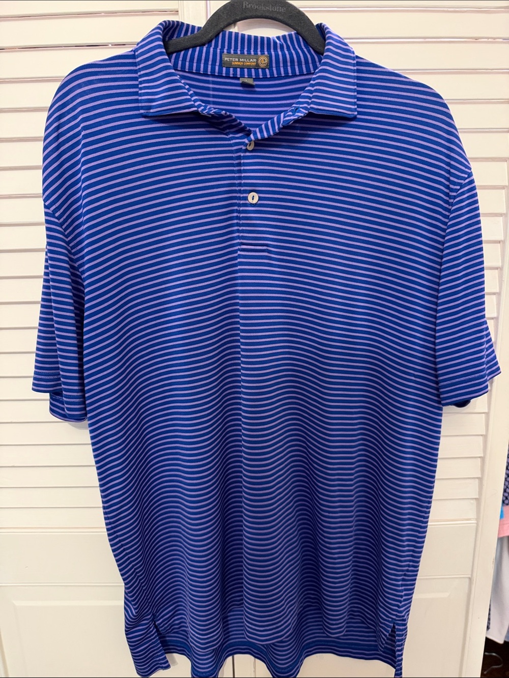 Peter Millar Summer Comfort Mesh Men’s Blue Stripe Polo Shirt